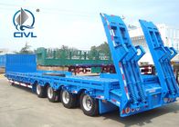 Low Bed Semi-Trailer CIMC 3 Axles Flatbed With 60 Tons To Transport Machines  Lowboy Trailer