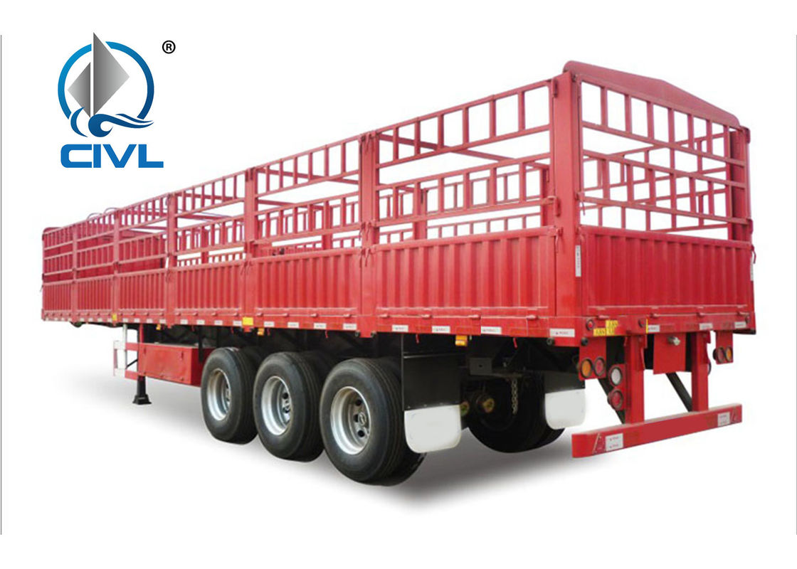 Red Cargo Semi Trailer Trucks Semitrailer Series 13m Three Axle Cargo Semitrailer